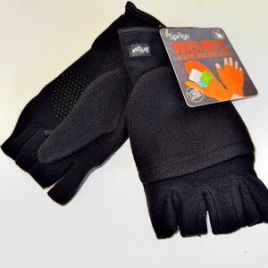 NWT, Convertible Fingerless Fleece Gloves Mittens with Pocket, Unisex One Size